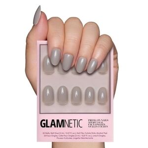 Glamnetic Pure Gray Short Oval Press On Nails NEW